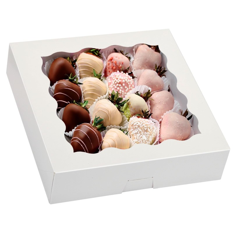35pcs Bakery Boxes, 10x10x2.5 Inches Auto-Popup Cookie Boxes with Window for …