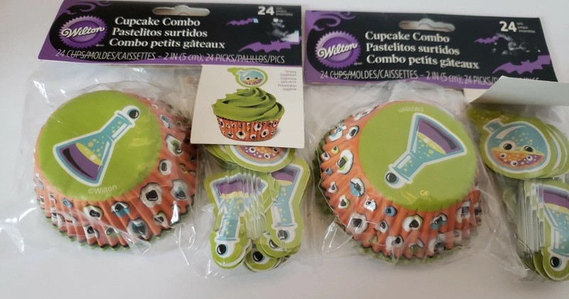 Wilton Halloween Cupcake Liners & Picks 24 Each. LOT OF 2 (beakers) gallery