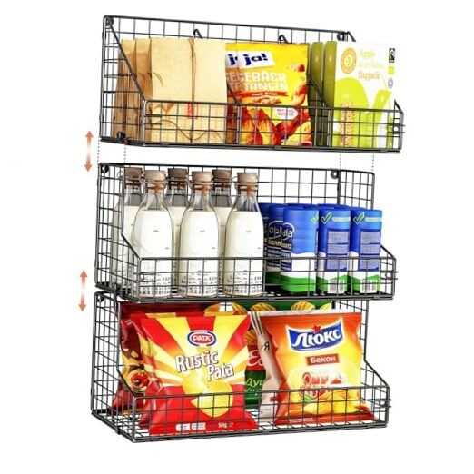 X-cosrack 3 Tier Large Stackable Snack Organizer – Versatile Wall Mounted Wire
