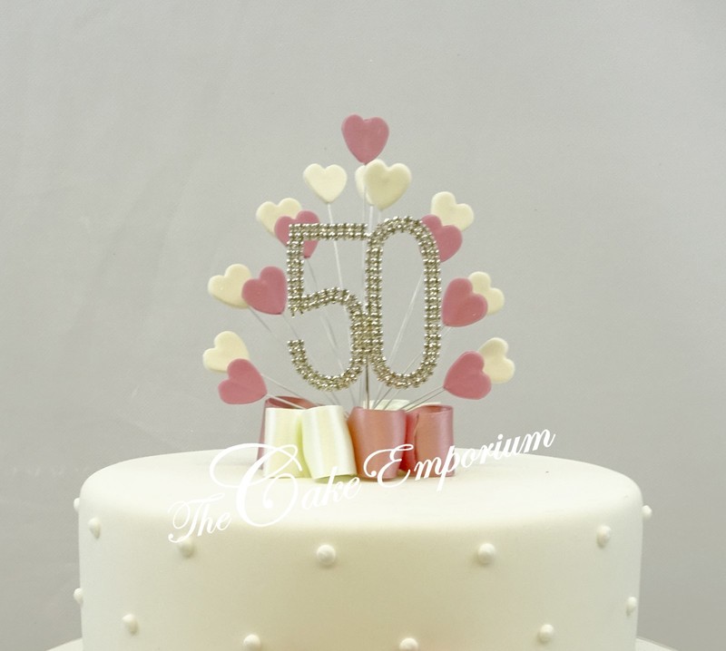 VINTAGE CAKE TOPPER HEART BURST SPRAY DIAMANTE NUMBERS BIRTHDAY DUSKY PINK gallery