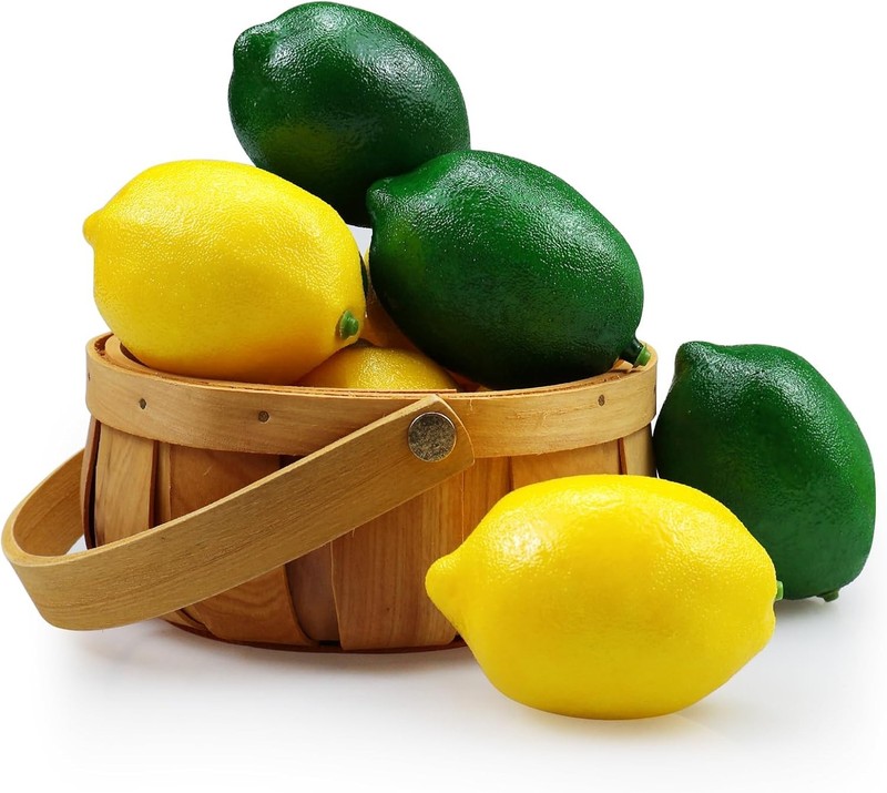 12 Pcs Fake Lemons Limes,Artificial Lemons Fake Fruits Lemon for
