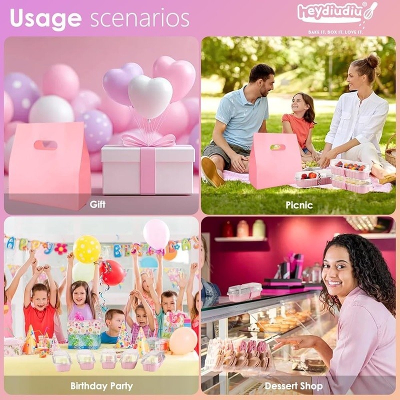 Mini Cake Molds W/ Lids Disposable Forks Spoons Stickers Gift Bags Baking Set US gallery