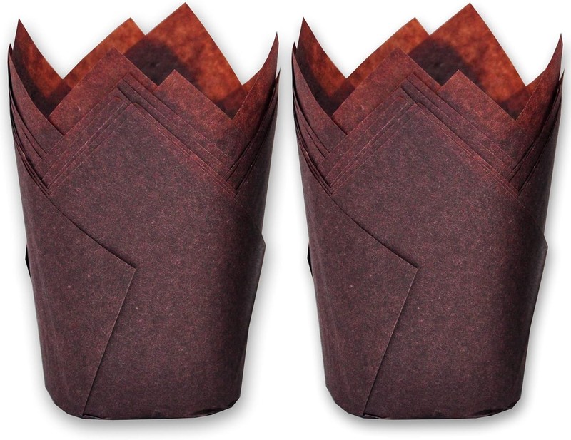 500 pcs Large size Brown Tulip Baking Cups 2-1/4"Base diameter x 4"Wall heigh... gallery