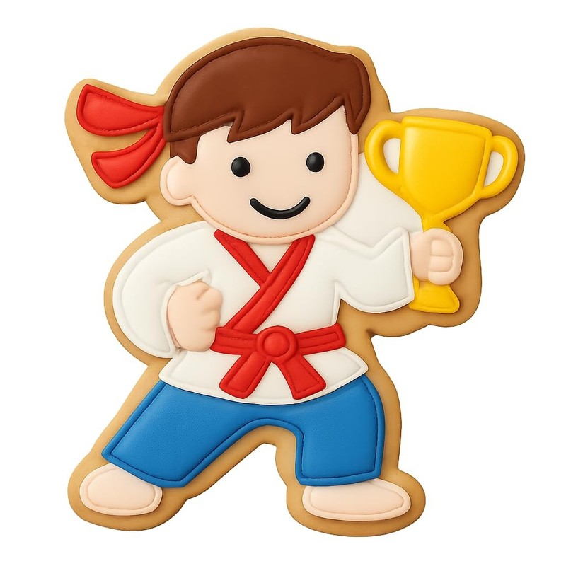 Karate Boy with Trophy Cookie Cutter & Stamp, Fondant & Clay - 4x3.1 gallery