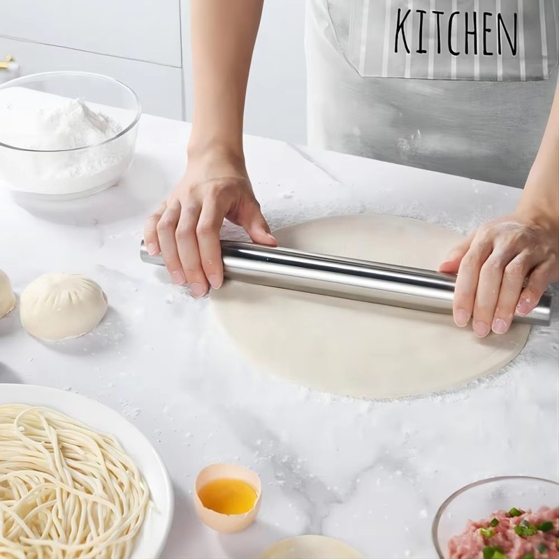 10 Inch Stainless Steel Rolling Pin French Style Dough Roller Pastry Baker