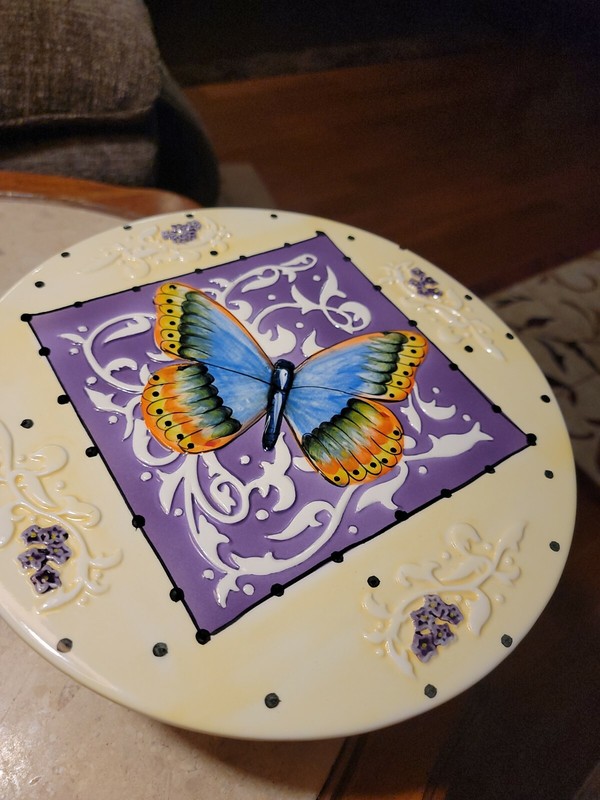 LTD Commodities Butterfly Pedestal Cake Plate Stand 11.25" Diameter 4" Height gallery
