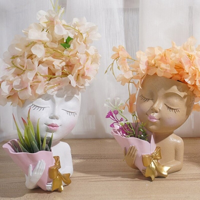 Silicone Flowerpot Mold Concrete Molds Human Shaped DIY Vase Mold for Crafting gallery