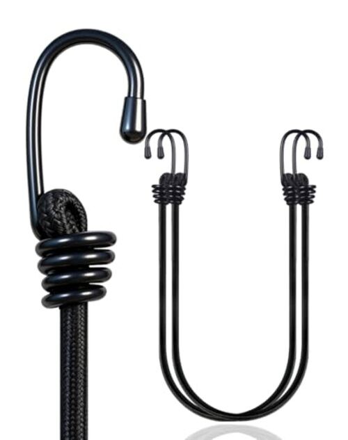 Bungee Cords with Hooks - Extra Long Bungie Straps - Black - 100 Inch - 2 Pieces gallery