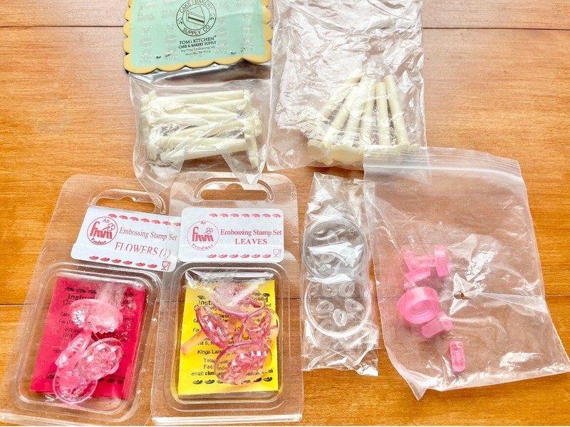 6 Plastic Flower Baby Leaf Embossing Fondant Cake Decorating Sets Fmm + Lot