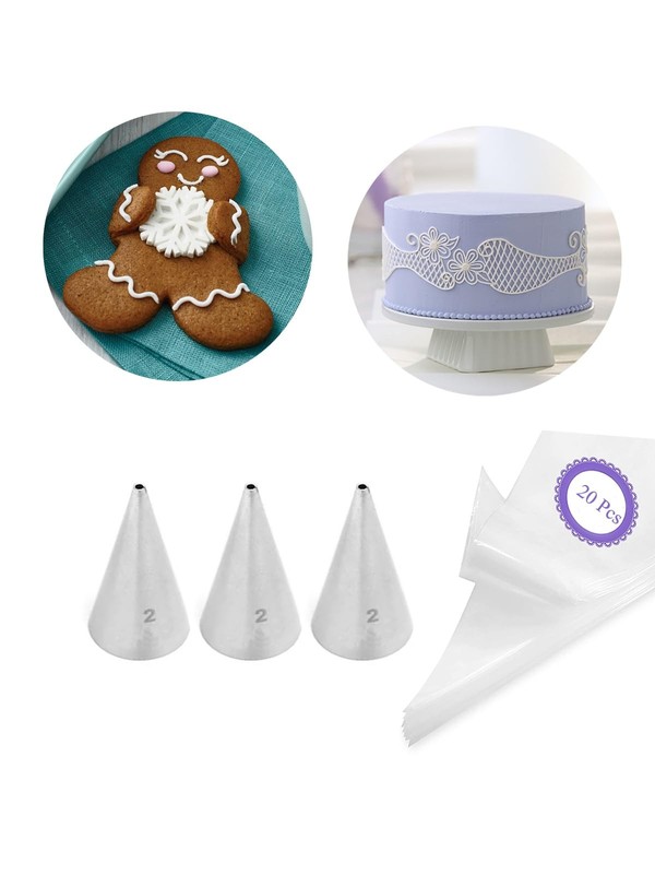 #2 Piping Tip and Bag Set, Fine Writing Tips for lettering, Cake Decorating