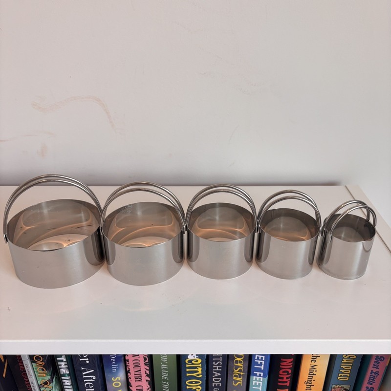 5 Piece Biscuit Cutter Set Stainless Steel round Cookies Cutter with Handle gallery