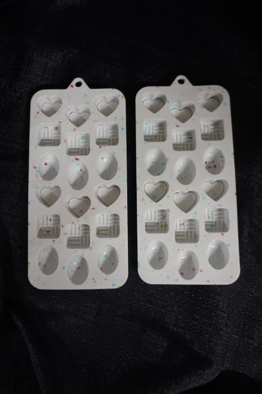 Candy mold lot of 2 / silicone / hearts / square / oval / egg shape