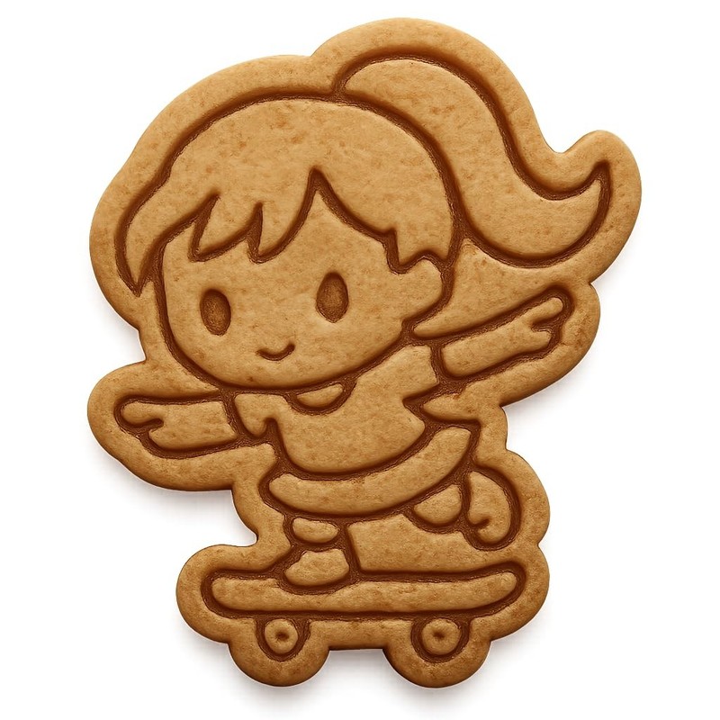 Balancing Chibi Skater Girl Cookie Cutter & Stamp, Fondant & Clay - 3x4 gallery