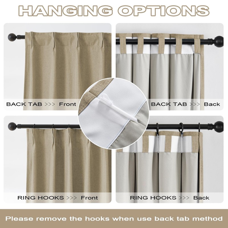 DUALIFE Luxury Blackout Curtains for Bedroom 96 Inches Long Taupe, Pinch Plea... gallery
