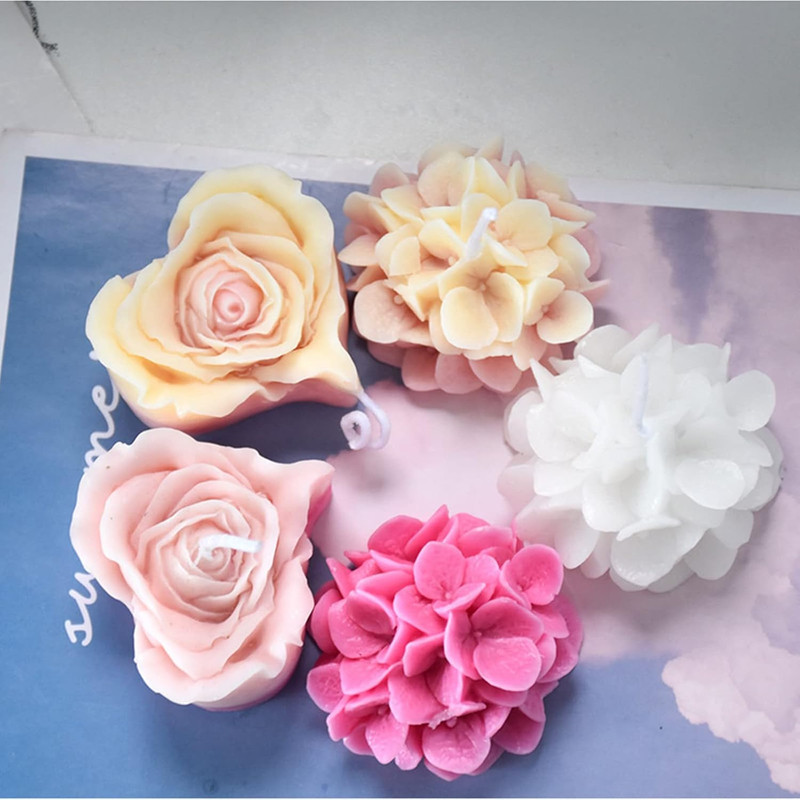Hydrangea Flower Candle Soap Silicone Mold Fondant Chocolate Candy Cake Decor…