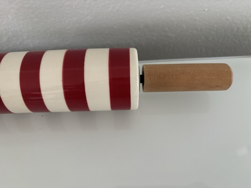 NWOT Christmas Red Striped Wood handled Rolling Pin Wondershop gallery