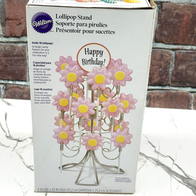 Wilton Lollipop Cake Pop Display Stand Silver Tone Holds 18 10x6 inch Baking gallery