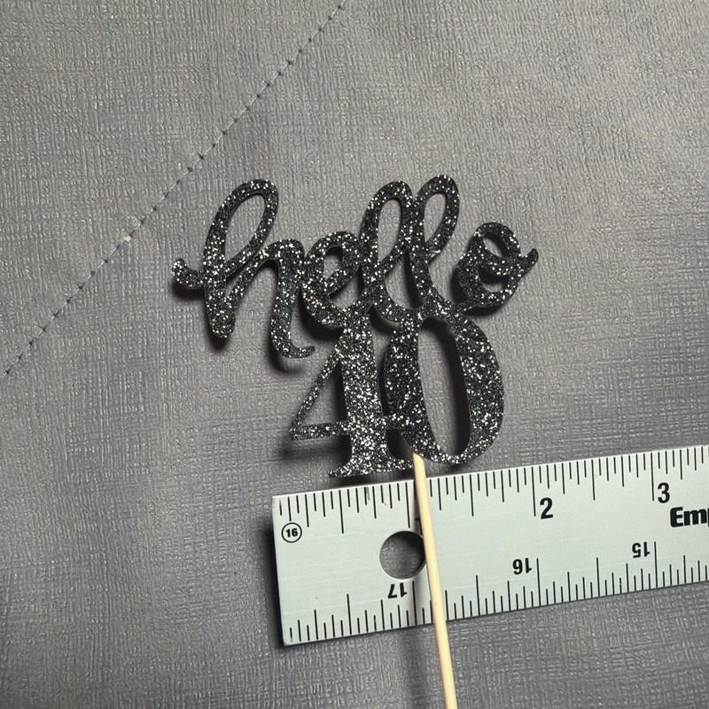 40th Birthday Cupcake Picks Black Glitter "40 & Fabulous" "FORTY" "Happy 40th" gallery