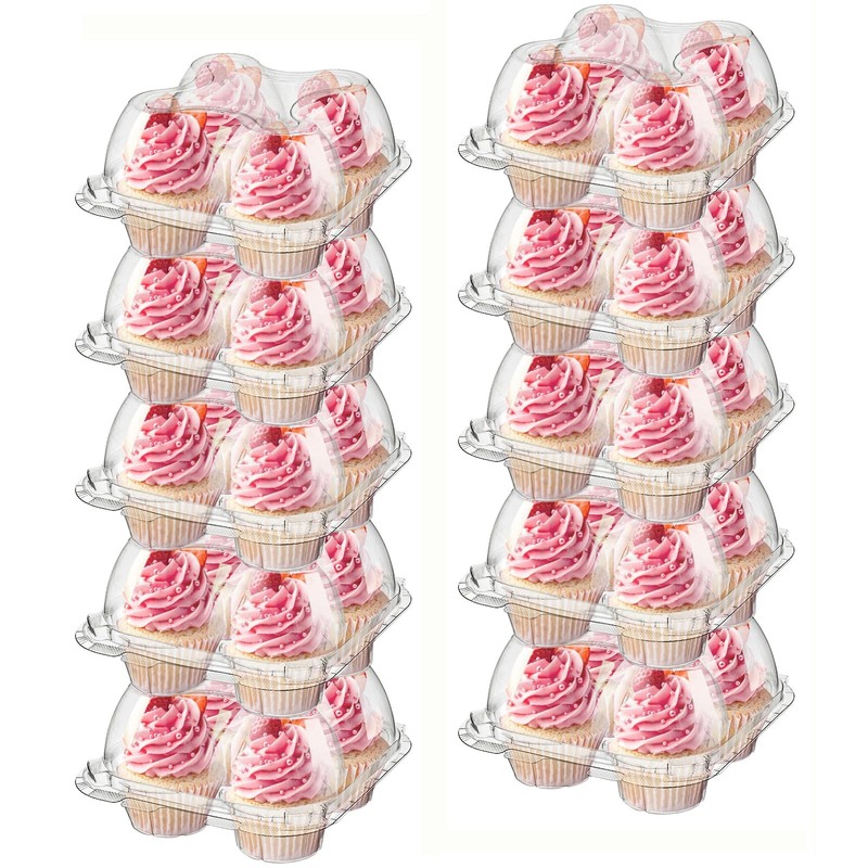 60 Count 4-Compartment Plastic Cupcake Containers - Disposable Cupcake Trays ... gallery
