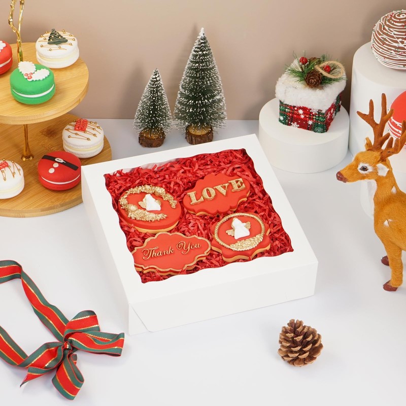 15pcs Pie Boxes 8x8x2 Inches Bakery Boxes with Window Cookie Box Treat Box fo... gallery