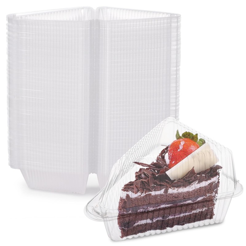 200 PCS Cake Slice Containers 4 inch - Clear Plastic Individual Pie Slice Contai