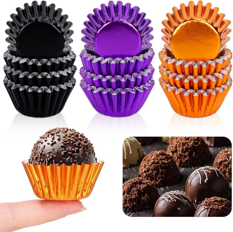 300Pcs Halloween Mini Foil Cupcake Liners Cake Paper Cup Foil Metallic Cupcake gallery