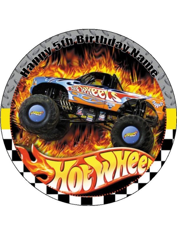 Hot Wheels Edible Icing Cake & Cupcake Toppers – Birthday Theme – 2 Sizes gallery