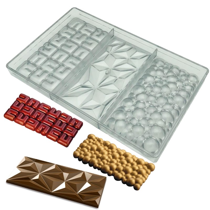 3 Kinds Shape Chocolate Bar Mold Break Apart Chocolate Molds Protein Energy B…