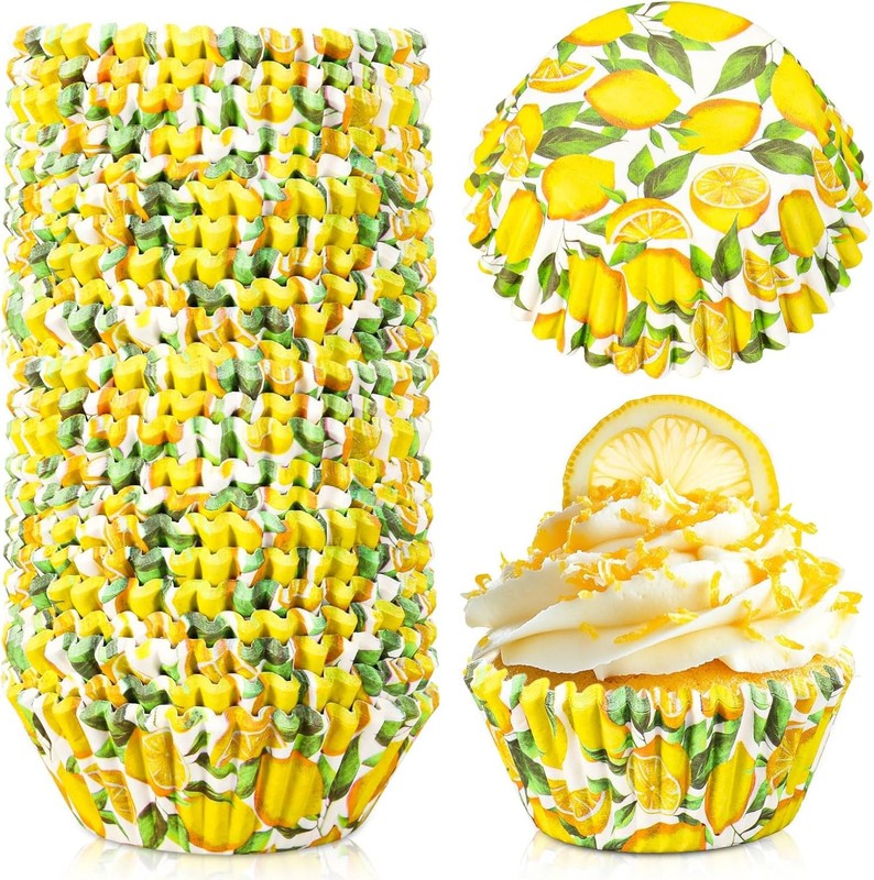300Pcs Lemon Cupcake Liners Paper Baking Cups Summer Fruit Standard Muffin