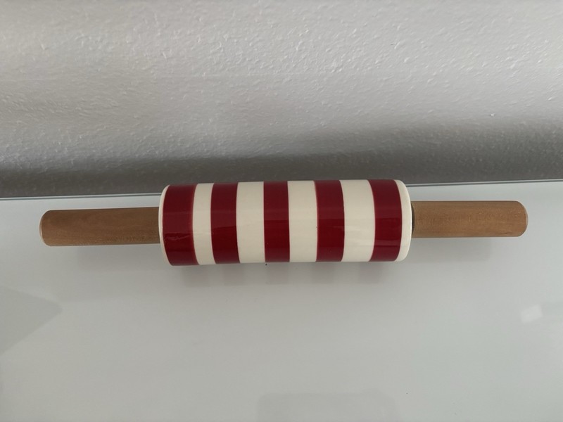 NWOT Christmas Red Striped Wood handled Rolling Pin Wondershop gallery