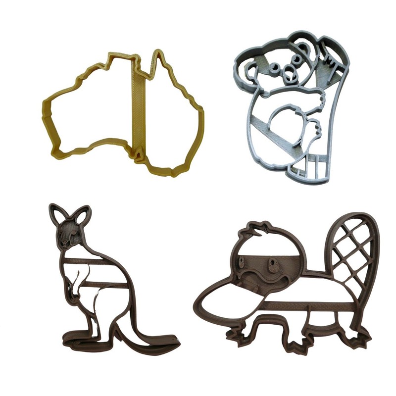 AUSTRALIAN ANIMALS KOALA PLATYPUS KANGAROO SET OF 4 COOKIE CUTTERS USA PR1958