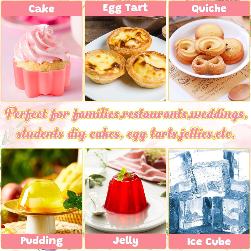 42 Pack Mini Silicone Cupcake Molds Multi Flower Shaped Baking Cups Non-Stick... gallery