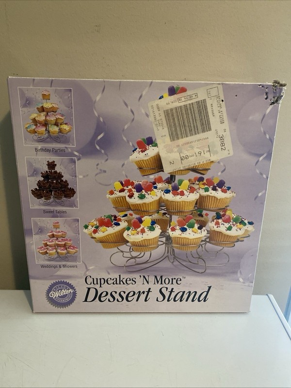 Wilton Cupcakes ‘N More Dessert Stand Silver Color Muffins Display Holds 23