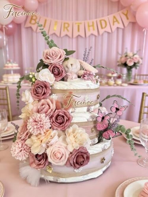 Roses Artificial Flowers Pink Bouquets Box Set for DIY Bridal Blush Pink gallery