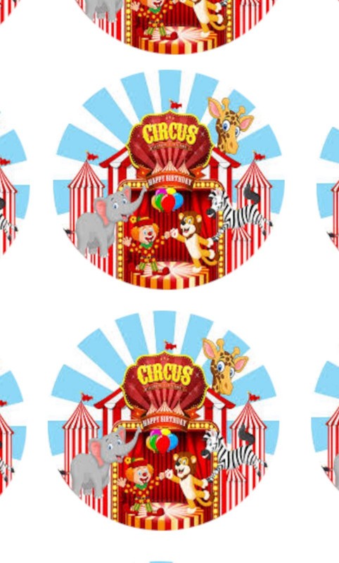 12 Circus Party Circus Birthday Cupcake Topper EDIBLE Image Cookie Cake Pop