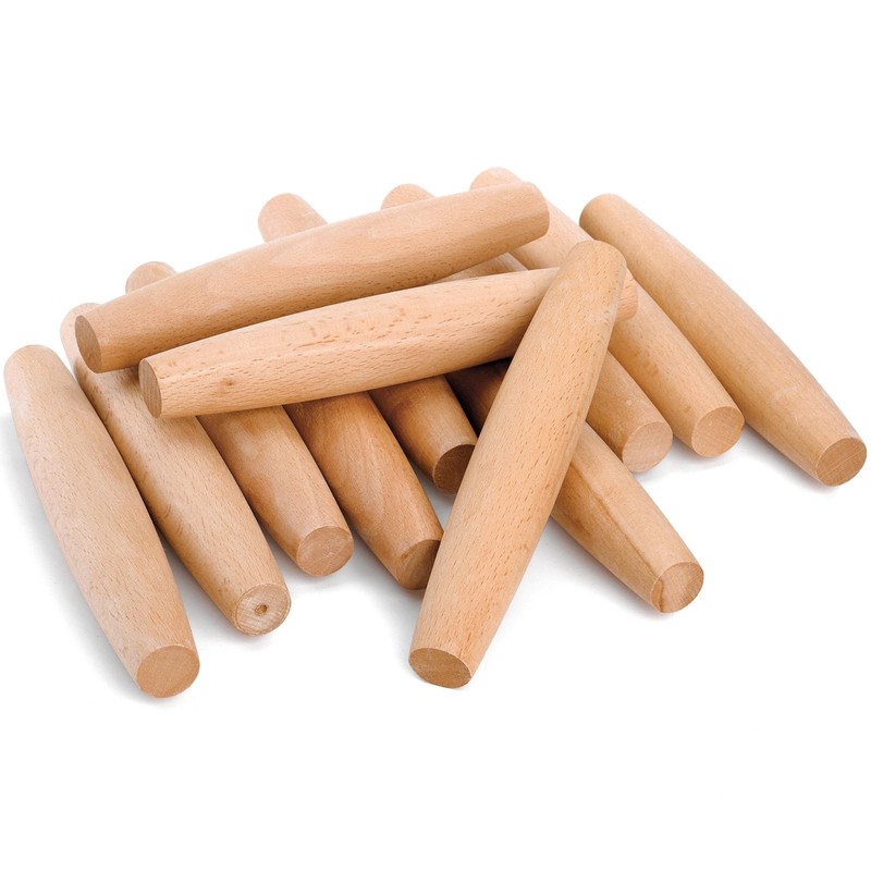 Elsjoy 12 Pack 8 Inch Small Wood Rolling Pins, 8" L x 1.5" D, Natural