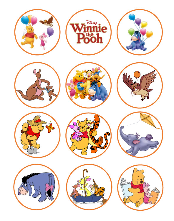 Winnie The Pooh cupcake toppers, Pooh bear toppers, Icing sheets EDIBLE