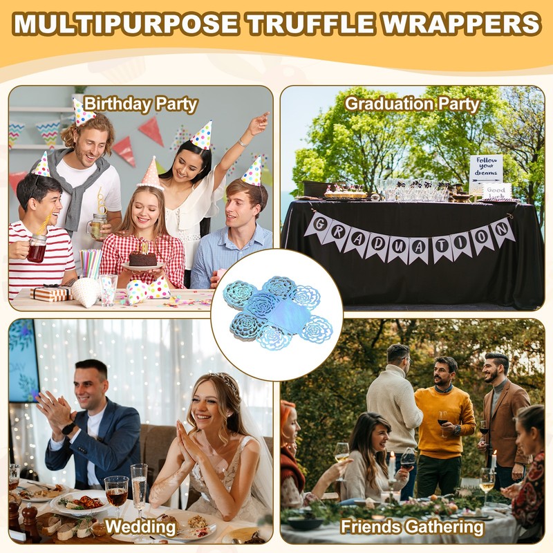 25PCS 4 Inch Truffle Wrappers for Wedding Birthday, Blue gallery