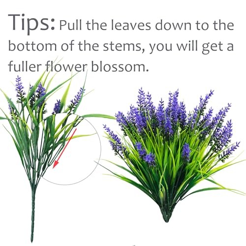 Pcs Artificial Outdoor Flowers UV Resistant Lavender Fake Greenery 22 Purple gallery