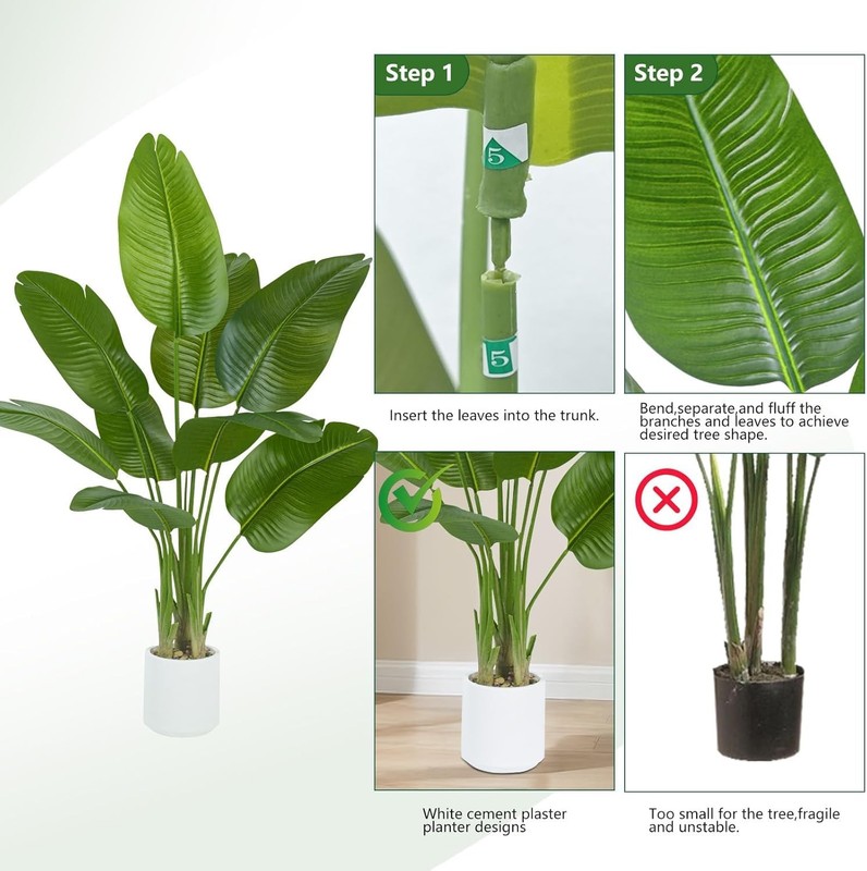 Txabl Pack 2 Artificial Bird Of Paradise Plant 4Ft Fake Palm Tree Feaux Plants gallery