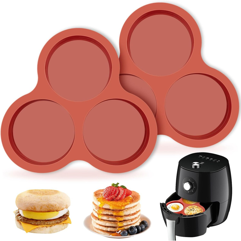 JOERSH 2-PK Air Fryer Egg Mold, 4 Inches round Egg Bites Silicone Molds, Air Fry