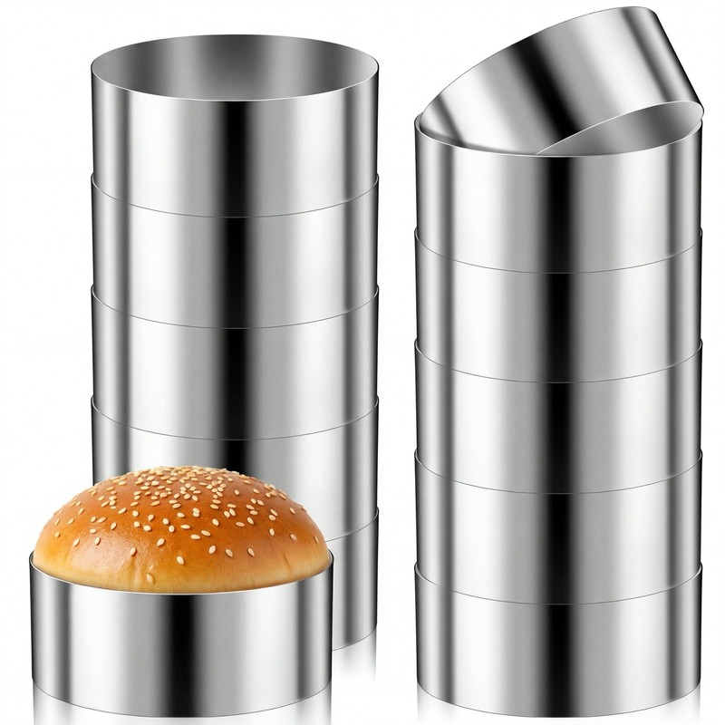 12 Pack 4 Inch Hamburger Bun Rings Mold English Baking Muffin Rings Stainless…