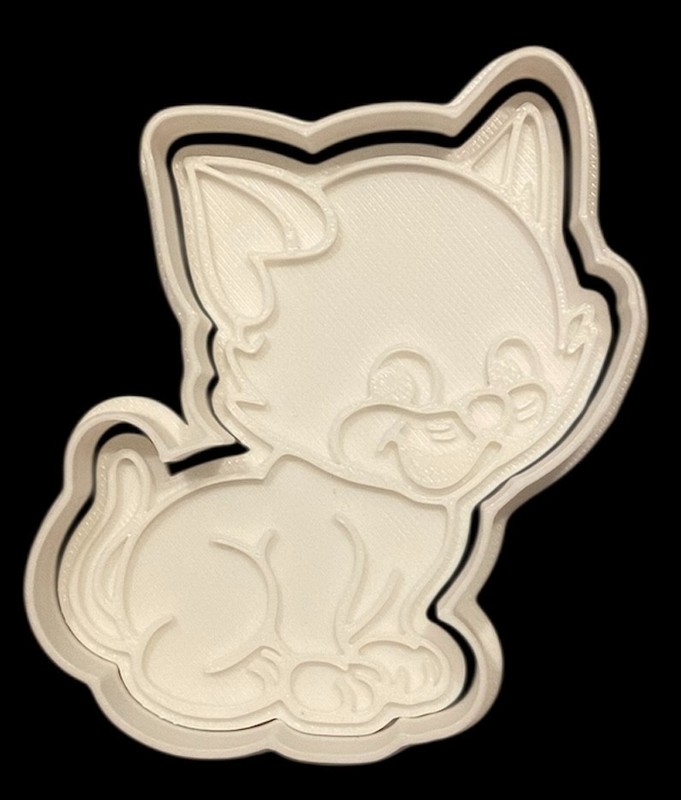 3D Printed Cookie Cutter - 3.5" Cute Cat #1029 gallery