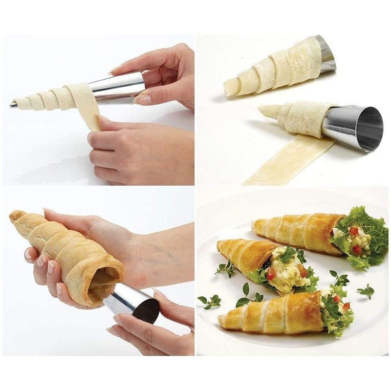 16Pcs Stainless Steel Cream Horn Molds Set Filled Dessert Pastry Baking Tools gallery