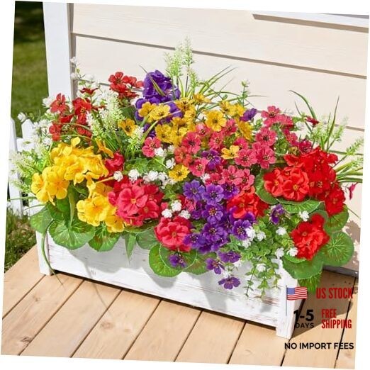 Bundles Artificial Flowers for Outdoors, UV Resistant Silk Faux 16 Mix Color