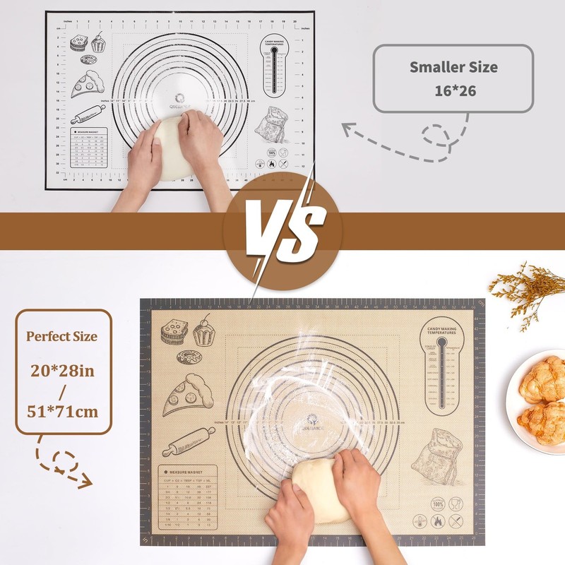 Silicone Baking Pastry Dough Mat - 28x20Inch Extra Large 28"L x 20"W, Gray gallery
