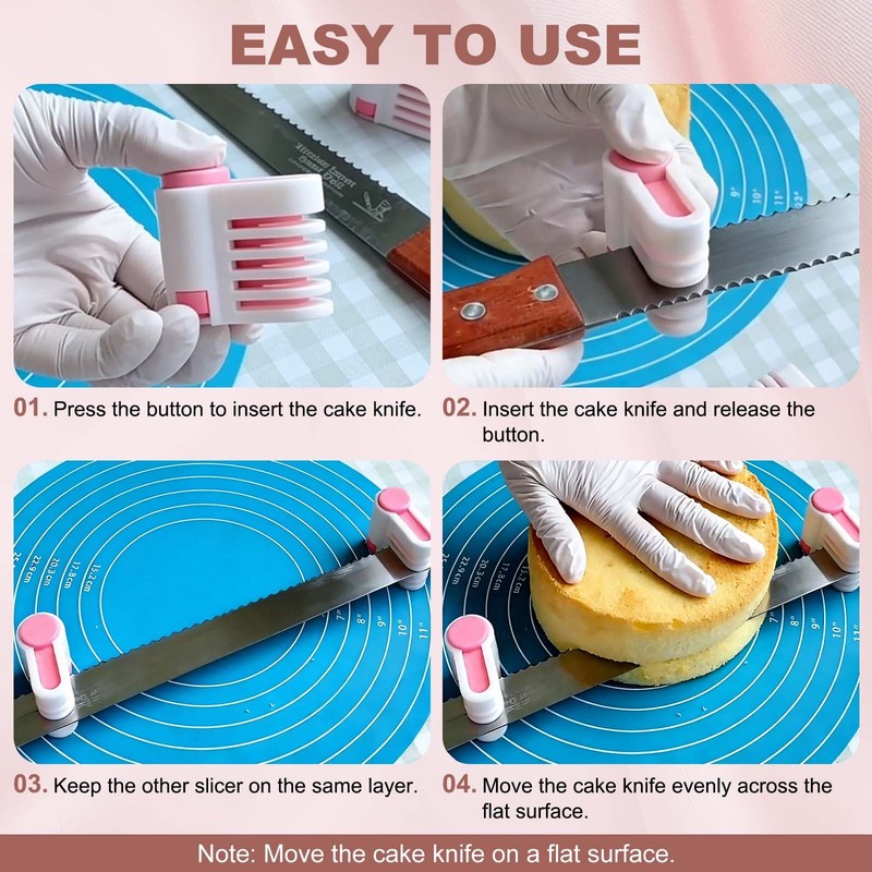 2Pcs Cake Leveler Slicer DIY Cake Slicer 5 Layers Bread Leveler Light Pink, gallery