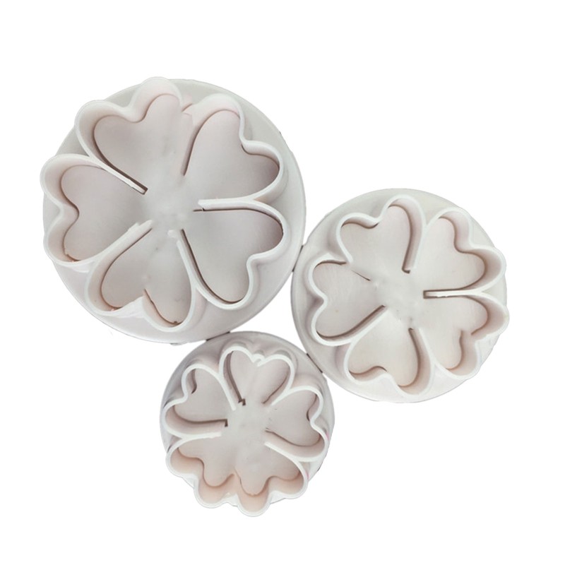 3 Pieces Flower Shape Cookie Moulds Fondant Cutters Push-type Household Gadgets