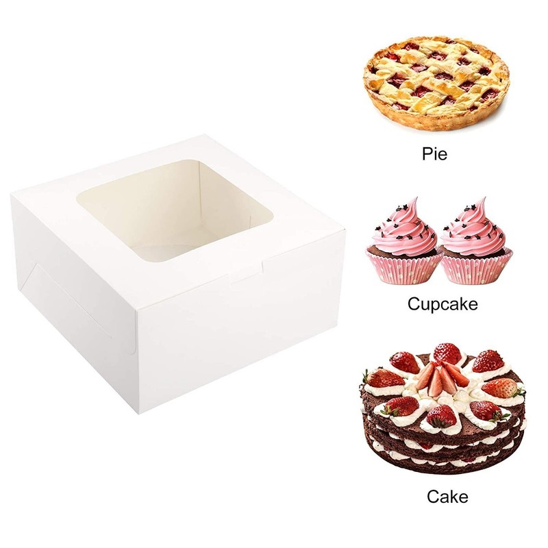 24 PCS Cake Boxes 10x10x5 Inches White Square Bakery Window Pastry 10 In gallery
