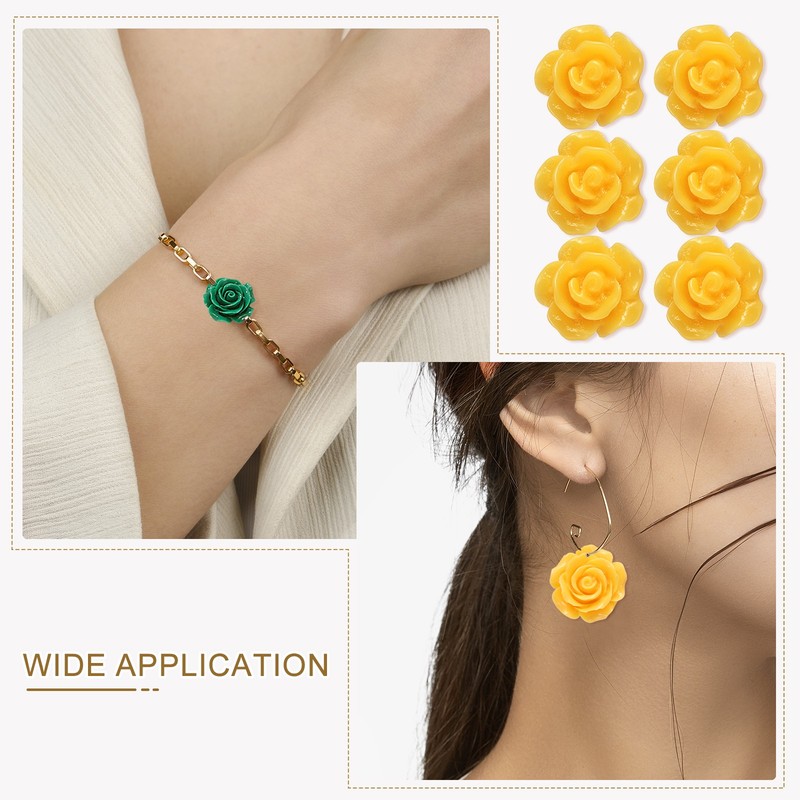 50 Pcs Yellow Resin Rose Flower Beads, 10mm Flatback Flower Charm gallery
